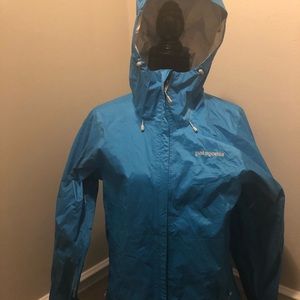 Turquoise Patagonia rain jacket